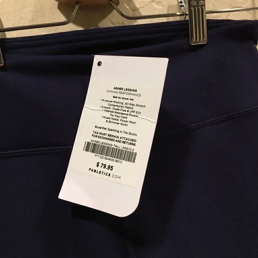 Fabletics Agnes Navy Blue Striped Leggings XXS - Picture 3 of 6